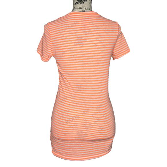 American Eagle (M) V-Neck Linen Blend Tee – Orange & White Striped Casual Fit - Picture 3 of 7
